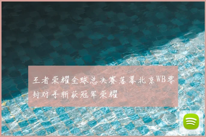 王者荣耀全球总决赛落幕北京WB零封对手斩获冠军荣耀